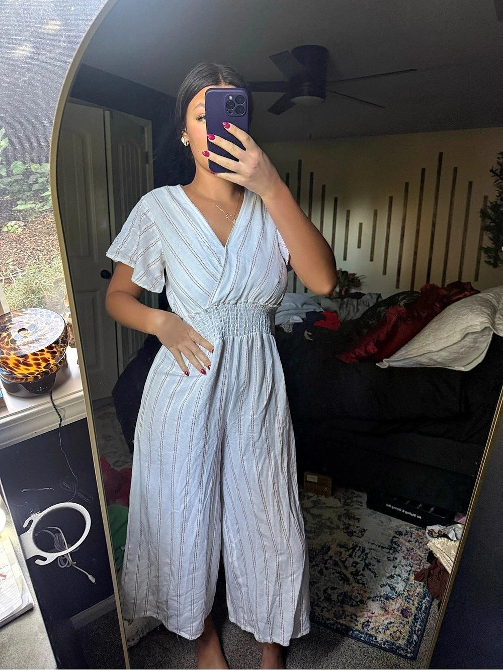 Striped Wide-Leg Jumpsuit in Blue & White - Picture 8 of 8